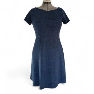 Ivanka Trump dark blue heather wide-neck a-line knee-length work dress, size 12